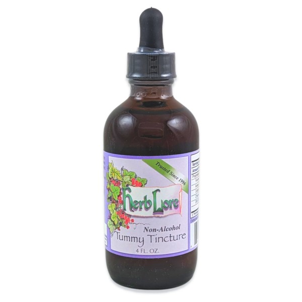Herb Lore Tummy Tincture - Non-Alcohol 4 fl oz - Natural Herbal Formula - Supports Healthy Digestive System Function in Adults and Kids