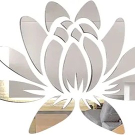 NoBrand 3D Acrylic Mirror Wall Sticker Lotus Flower Decor Wall Art Decals Self Adhesi