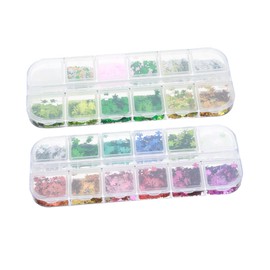 Mikinona 2 Boxes Patrick's Day Sequins Shape Nail Glitter for Makeup Nail Art