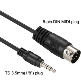 Greluma Pack of 2 5-DIN MIDI Male up to 3.5 mm Aux TRS Male Audio Cable, 0.5 m 5-pin to 1/8 Inch Stereo Plug, Compatible with Smartphones, PC Notebooks, Amplifier, Hi-Fi, Supports Analogue Sound