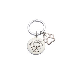 Kinsynko Best Dog Mom Ever Keychain Funny Pet Mom Memorial Jewelry Gifts for Christmas Mother's Day Dog Lover Gifts