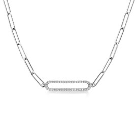 Gem Stone King 925 Sterling Silver Paperclip Chain Necklace Set with 0.30cttw Moissanite