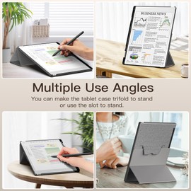 MoKo Stand Case for Remarkable Paper Pro 2024 11.8" - Premium Leather Trifold Stand Cover with Pen Holder, Auto Sleep/Wake for Remarkable Pro 11.8", Denim Gray