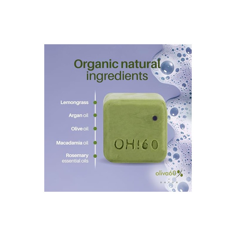 Shampoo en barra de Oliva. Oliva60. Cabello normal a graso.