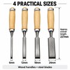 4-Piece Wood Chisel Set for Woodworking – 8/12/16/20mm Carving Chisels