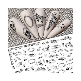 Flower Branch Leaf Nail Sticker Frame Crown Rose Lace Decorative Design Line F868 Nail Wraps Stickers Manicure Supplies for Women Nails Full Long Lasting Easy Apply and Remove