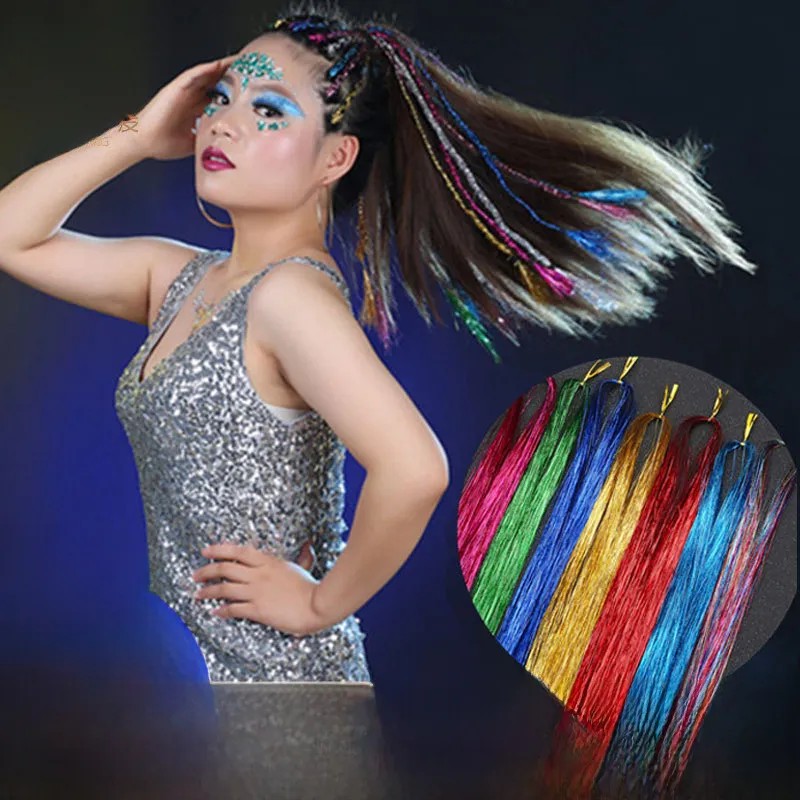 Cabello De Oropel Fosforescente 120cm Metálico Brillante
