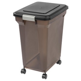 IRIS IRIS USA WeatherPro Airtight Dog Food Storage Container, Up to 42 lbs, Attachable Wheels, For Dog Cat Bird and Other Pet Food Storage Bin, Keep Fresh, Easy Mobility, BPA Free, Smoke/Black