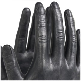 Deco 79 Polystone Hands Decorative Bookends Non Skid Bookends, Set of 2 Office Bookends4 W, 9" H, Black