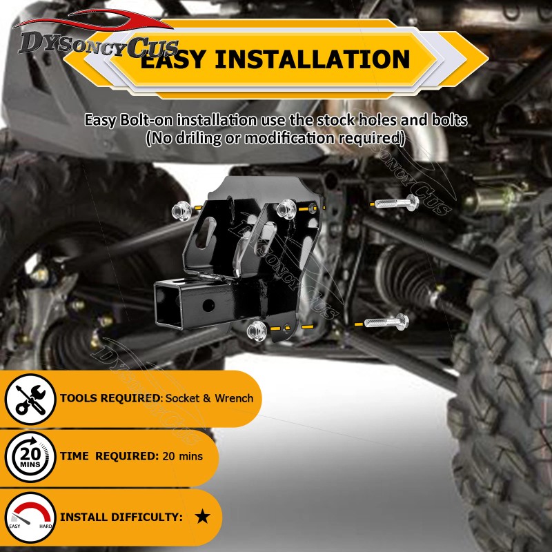 DYSO Steel 2" Rear Receiver Tow Hitch for Honda Talon