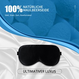 Aosun Schlafmaske aus Seide für Seitenschläfer, 22 Momme, 100 % reine natürliche Bio-Maulbeerseide, Augenmaske für Männer und Frauen, Schwarz4
