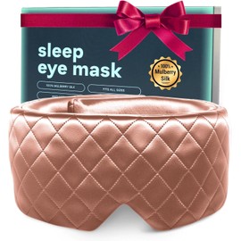 100% Mulberry Silk Eye Mask for Sleeping Women & Men - Full Blackout Blindfold - Eye Covers with Adjustable Straps - Pink SPA Headband for Washing Face - Silk Sleep Mask