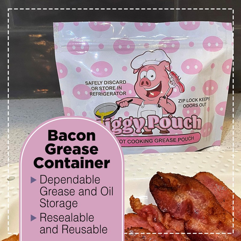 Piggy Pouch Bacon Grease Container Trapper Storage Bags Oil Keeper,