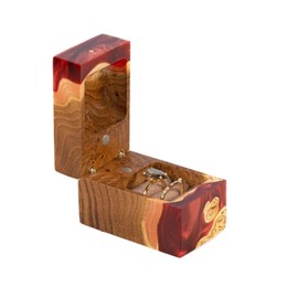 RWA Engagement Ring Bearer Box - Unique Proposal Ring Box Wedding Day - Exquisite Handcrafted Wooden Ring Holder - Cute Engagement Gift Ring Display for Women, Men - Accord (Red, double ring box)