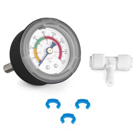 Express Water – Water Pressure Gauge – Compatible with Reverse Osmosis Filtration Systems, Water Filters – 160 PSI Monitor Includes T-Stem Adapter – Water Pressure Test Gauge for Home