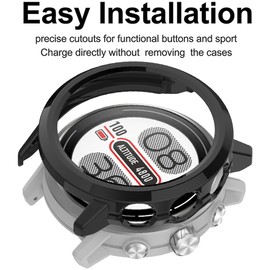 Accdeny [2-Pack Case with Tempered Glass Screen Protector Compatible for COROS APEX 2, 9H Hardness 360° All-Round Protective Ultra Thin Protective PC Case Black transparent