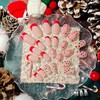 Christmas Red French Tips Nude Press on Nails Short Square