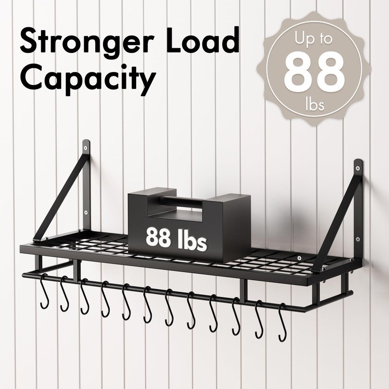 KES 30-Inch Kitchen Pan Pot Rack Wall Mounted Hanging Storage