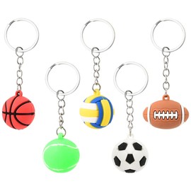 Sports Keychains Gifts for Son Daughter Birthday Gift for Sport Player Coaches Basketball Football Keychain for Boy Girl Sports Set Keyring Volleyball Tennis Keyring for Women Men Rugby Keyfob 5Pcs