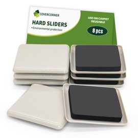 COVERCORNER Furniture Sliders for Carpet 8 PCS - 3 1/2 inch Furniture Moving Slider Chair Legs Floors Protectors Square Furniture Movers Sliders – Move Your Furniture Easy & Safely(for Carpet)