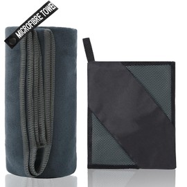 qisheng Microfibre Towel, Sports Towels, Travel Towels, Swimming Towel and Beach Microfibre, Fast Drying & Lightweight Perfect for Camping, Gym, Beach and Swimming (Dark Grey)