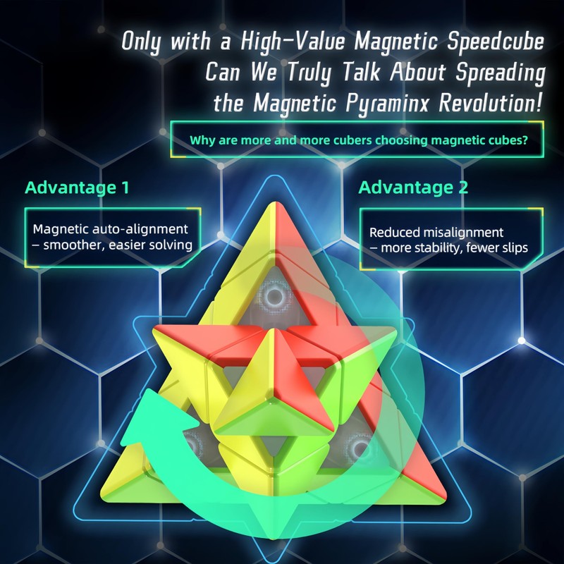 LiangCuber QY Toys Warrior M Pyramid 3x3 Magnetic, Stickerless Triangle