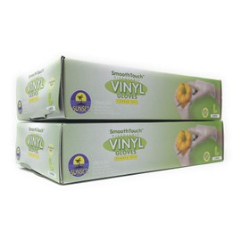 200 Disposable Vinyl Gloves, Non-Sterile, Powder-Free, Smooth Touch, Food Service Grade, Large Size [2x100 Pack]