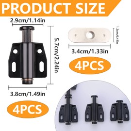 4 Pack Push to Open Door Catch, Single Magnetic Pressure Touch Release Latch with Fixing Screw Door Heavy Duty Latches, Plastic Soft Magnetic Catches for Cupboards Kitchen Bathroom Room Doors