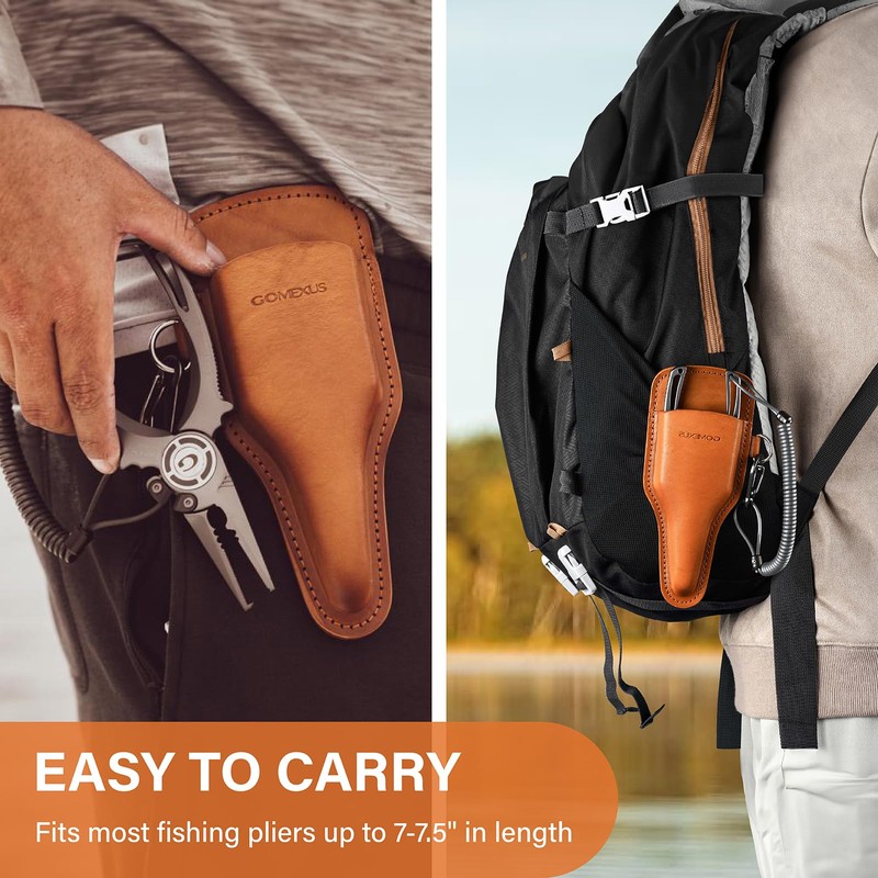 Gomexus Fishing Pliers Sheath with Springsteels Belt Clip,Cowhide Leather Holsters