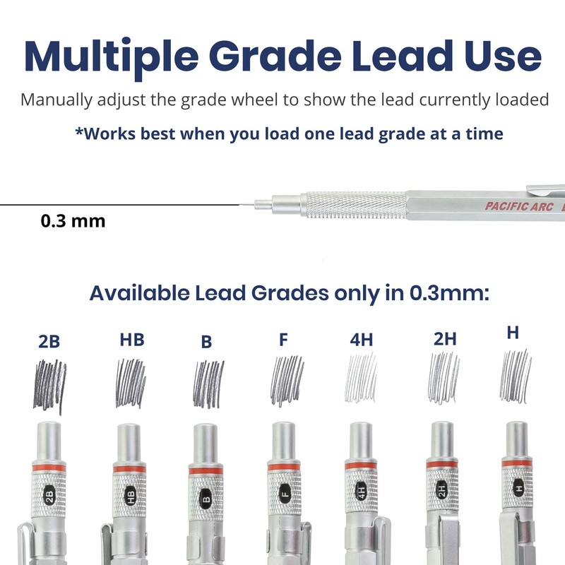 Pacific Arc Chromagraph Metal Mechanical Pencil .3 mm Silver Barrel