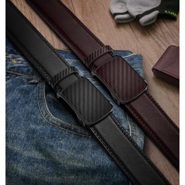 BULLIANT Men Belt 2 Gift Pack, Ratchet Belt Fully Adjustable For Men Dress Casual Pants Jeans 1 3/8" -Noncuttable(Black/Deep Brown,30"-36" Waist Adjustable)