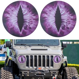 Vyqloren Beast Eyes Headlight Decals, 3D Round Stickers and Decals for Jeep Wrangler, Stereo Eyes Headlight Decal Stickers (Purple)