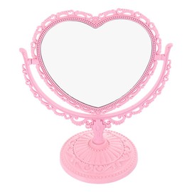 FOMIYES Espejo de maquillaje con forma de corazón: 2 espejos con forma de corazón, espejo de escritorio, espejo de pared, espejo de tocador para dormitorio, baño, para niñas y mujeres.