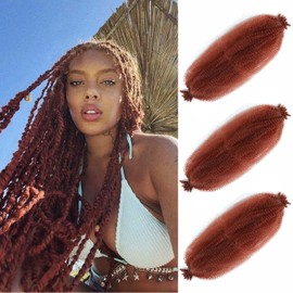 Ginger Afro Twist Hair 16 Inch 3 Packs Springy Afro Twist Hair Pre Fluffed Spring Twist Hair Afro Twist Wrapping Hair for Soft Locs (16 Inch, 3packs, 350#)