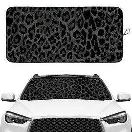 Black Green Leopard Camouflage Print Animal Windshield Sunshade for Car SUV Truck Foldable Uv Ray Reflector Front Window Sun Shade Visor Shield Cover