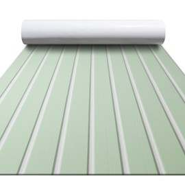 FOCEAN Boat Flooring EVA Foam Boat Decking Self-Adhesive Non-Slip Marine Carpet for Jon Bass Pontoon Boats Motorboat RV Yacht Kayak Surfboard, 94.5"x 23.6", Seafoam Green with White Lines
