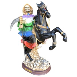 Santa Muerte 12" Inch Statue On Horse Holy Death The Grim Reaper Resin