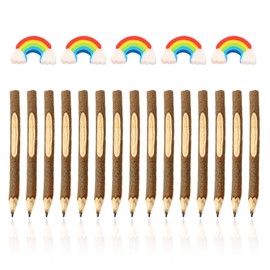 15 Pieces Wooden Pens, 5 Pieces Rainbow Erasers, Kids Pens, Creative Wooden Pencils, Office School Stationery