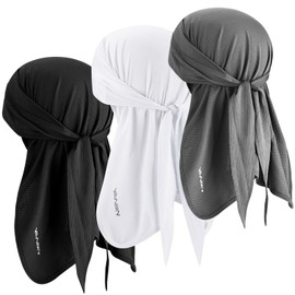 YANIKY Bandana Men's - Breathable Headscarf Summer Durag, Face Bandana Head & Neck Protection Bandana Cap Women's Multifunctional Scarf 3 in 1 Elastic Neckerchief Sports Bandana Head Scarf, Black +