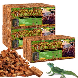 Riare 6 Pack Natural Coconut Chip Substrate for Reptiles- Compressed Coconut Husk Reptiles Bedding, Coco Husk Chip Terrarium Substrate for Snakes, Tortoises, Ball Python, Frogs, Bearded Dragon, Lizard