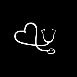 GS Heart Stethoscope Nurse Sticker - 5.5 Inch White Car Decal for Vehicles, Bumpers, Laptops, and More