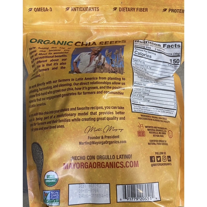Mayorga Organic 2x Mayorga Chia Seeds USDA Organic Farmer Direct