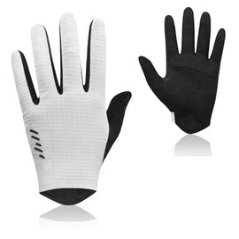 VXW Bike Gloves for Men Women Cycling - Full Finger with Reflective Strips &Anti-Slip Shock-Absorbing Pad for Bicycle/Mountain Bike/Workout/MTB/Gym (White, X-Large)