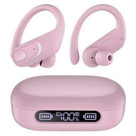 occiam Wireless Earbuds Bluetooth Headphones Ear Buds 96Hrs Playback Sport Over-Ear Waterproof Wireless Headphones Earphones with Earhooks ENC Mics Clear Call for Sport Running Workout Dusty Pink