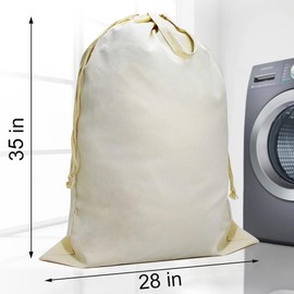 CALACH Extra Large Heavy Duty Laundry Bag with Handles and Sturdy Cotton Fabric, Travel Laundry Bags for Dirty Clothes, Thick Canvas Laundry Bag for Travel, Camp, College (28"x35"┃2 Pack)