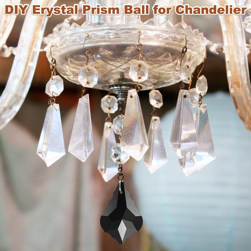 M METERXITY 4-Pack Crystal Maple Leaf Prisms, 38mm/1.5 Inch Chandelier