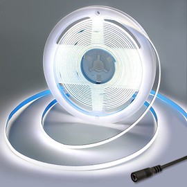 Yamlten DC 4.5 m 12 V COB LED Strip, 6000 K Cool White, IP20 Not Waterproof 320 LEDs LED Strip, Flexible LED Strip for TV Backlight, Cabinet, Bedroom (Power Supply Excludes)