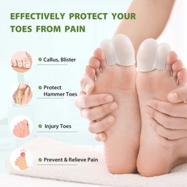 Gel Toe Protectors Toe Sleeves - Bukihome 8 Pack Silicone Toe Caps with Aloe Vera Extract - Toe Protections Cushions for Women & Men - Protect Corns, Blister (4L + 4S)