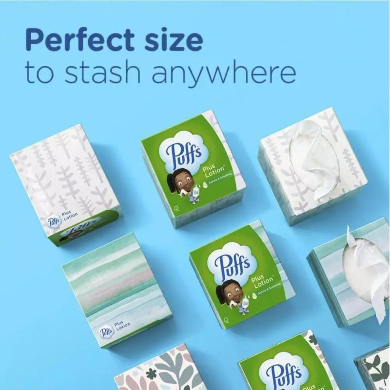 Puffs Plus Lotion Facial Tissue 4 Cube Boxes Pack Gentle