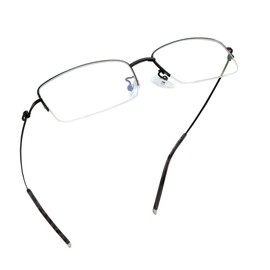 LifeArt Alloy Semi-Rimless Reading Glasses,Blue Light Blocking Glasses, Anti Eyestrain, Computer Gaming Glasses, TV Glasses for Men, Anti Glare (Black, +1.25 Magnification)